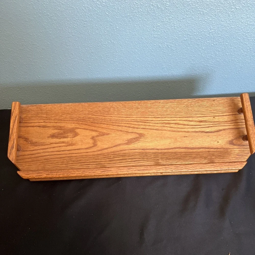 VTG Solid Oak Wood Display Wall Shelf  Hanging Spindle Railing  Farmhouse 24x8x6